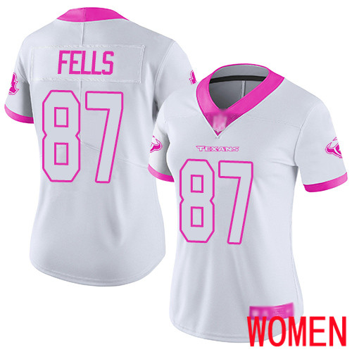 Houston Texans Limited White Pink Women Darren Fells Jersey NFL Football #87 Rush Fashion